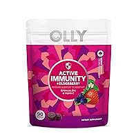 OLLY Immunity Gummy, Immune Support, Elderberry, Zinc, Vitamin C, Supplement, Berry - 90 Count