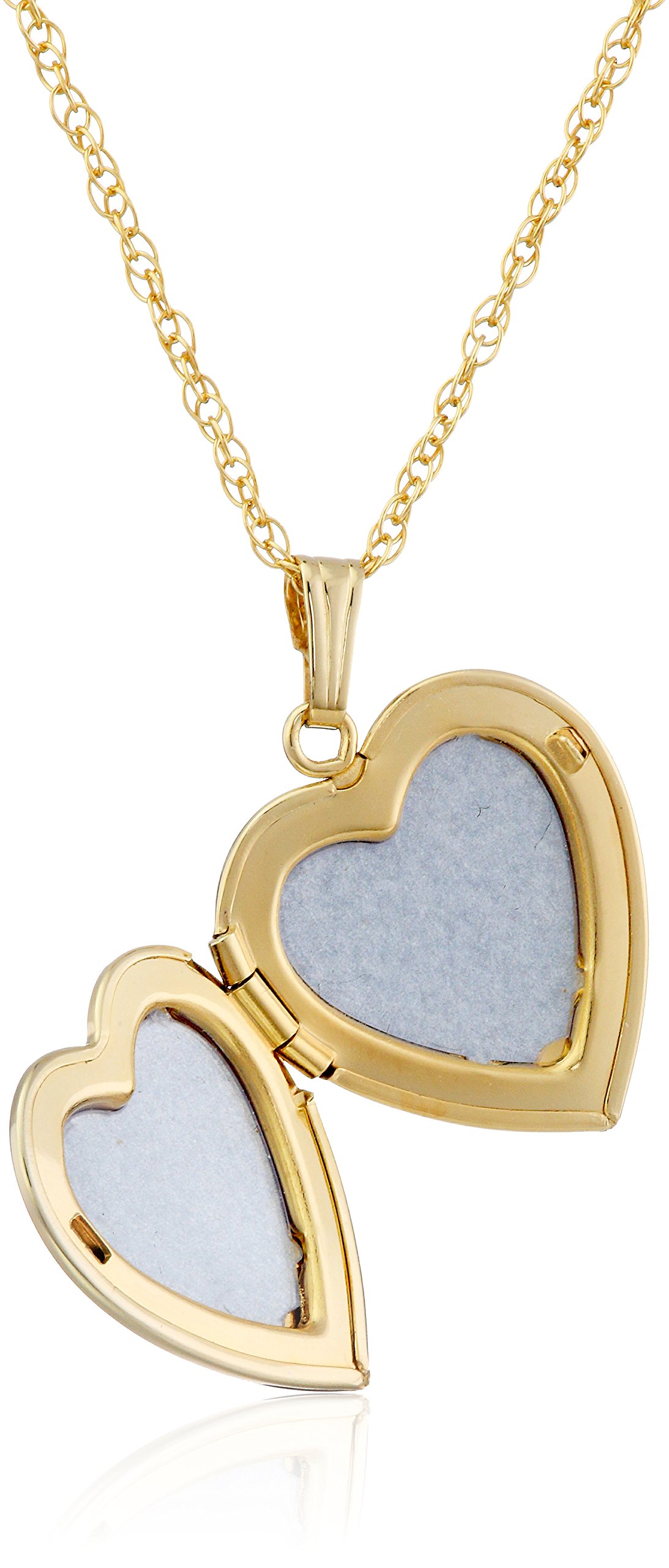 Amazon Collection 14k Engraved Flowers Heart Locket Necklace, 18