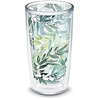 Tervis Yao Cheng Green Crystal Made in USA Double Walled Insulated Tumbler Travel Cup Keeps Drinks Cold & Hot, 16oz, Lush Mimosa