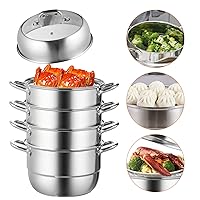VEVOR Steamer Pot 11in/28cm, 5 Tier Steamer Pot for Cooking with 8.5QT Stock Pot, 3 Vegetable Steamers & 2 Steaming Trays, Food-Grade 304 Stainless Steel Food Steamer Cookware for Gas Electric Stove