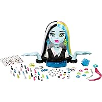 Monster High Frankie Stein Doll Head for Hair Styling with 65+ Accessories Including Wear & Share Nails, Hair Ties, Barrettes & Stickers
