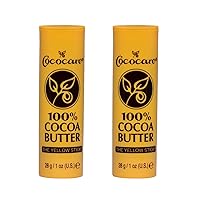 100% Cocoa Butter Stick - All-Natural Cocoa Butter Emollient for Ultimate Skin Hydration & Protection - The Yellow Stick - (2 Pack)