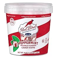 Soft Peppermint Candy Puffs, 18 oz Bucket of Mints Individually Wrapped, Non-GMO Verified, Kosher