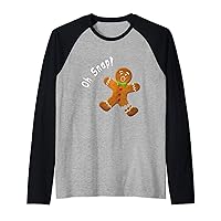 Gingerbread Man Cookie Biscuit Oh Snap!Funny Christmas Shirt Raglan Baseball Tee