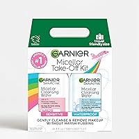 Garnier Micellar Water Travel Size Take-off Kit, All-In-1 Facial Cleanser & Makeup Remover, Mini All-In-1 Micellar + Mini Micellar for Waterproof Makeup