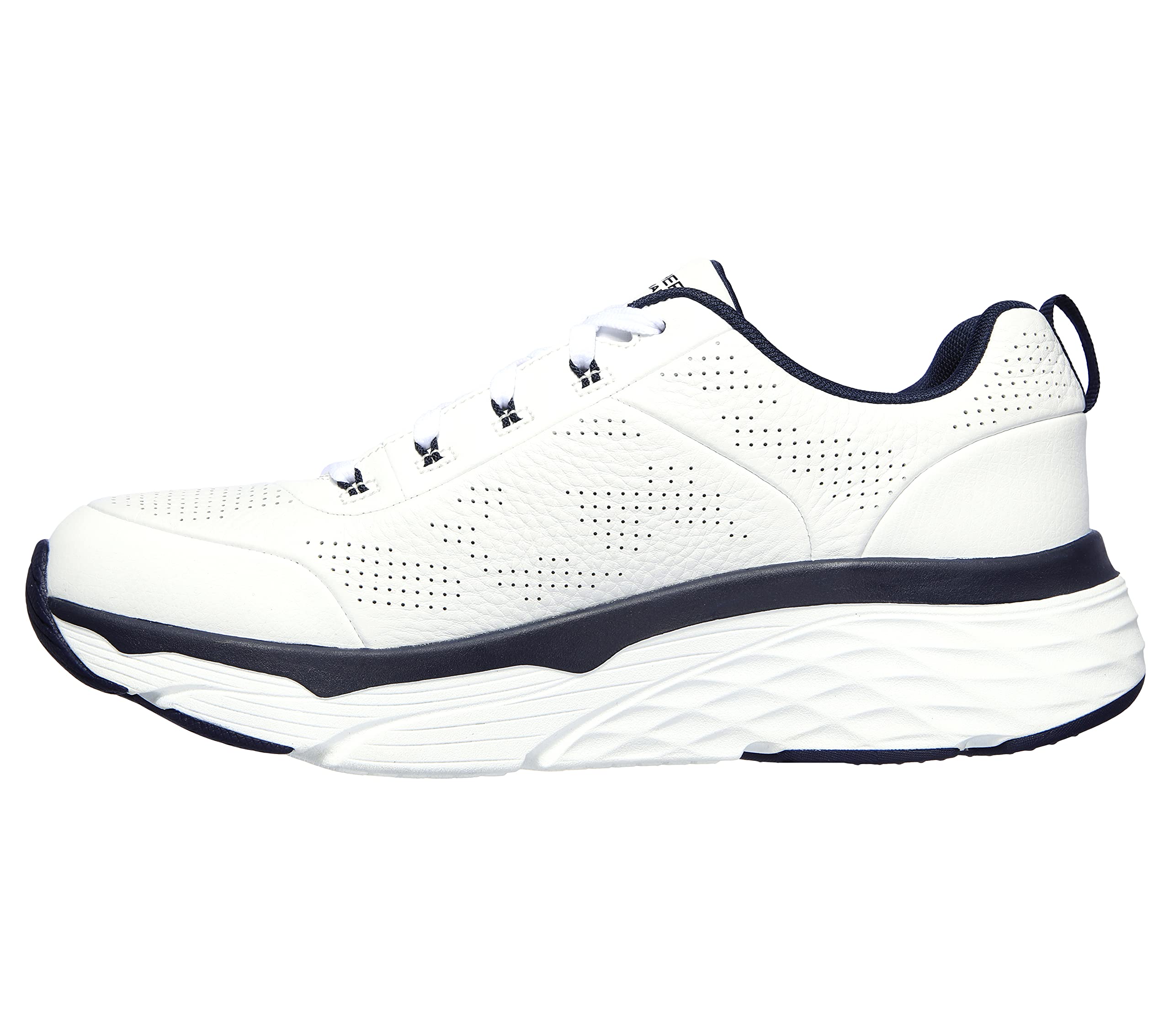 Skechers Men's Max Cushioning Elite Lucid-Athletic Leather Cross-Training Tennis Shoe Sneaker, White/Navy, 12 X-Wide