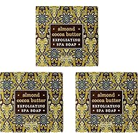 Greenwich Bay ALMOND Exfoliating Spa Soap, Enriched with Almond Oil, Shea Butter and Cocoa Butter. Blended with Cocoa Bean Shell, No Parabens, No Sulfates 6.35 Oz. (3 Pack)