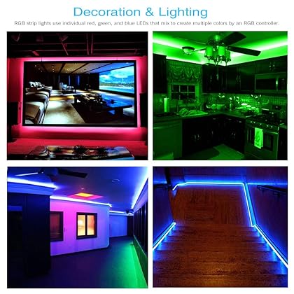 DAYBETTER Led Lights 65.6ft, 5050 RGB Led Strip Lights Flexible Color Changing Remote Control Led Light Strips, 2 Rolls of 32.8ft Led Lights for Bedroom Decor, Living Room Decor, Party Home Decor