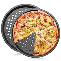 Pizza Pan with Holes 2Pcs Non-Stick Pizza Tray 12'' Perforated Pizza Pan Dishwasher Safe Steel Pizza Pan Even Heat Conduction for Oven Baking Supplies Kitchen Items