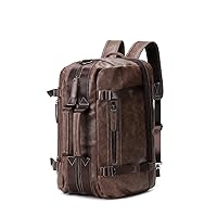 Large Travel Backpack Carry On, Leather Luggage Backpack for Women and Men, Carry On Bag/Crossbody Bag for Travel, Suitcase Backpack with Laptop Compartment 17 Inch