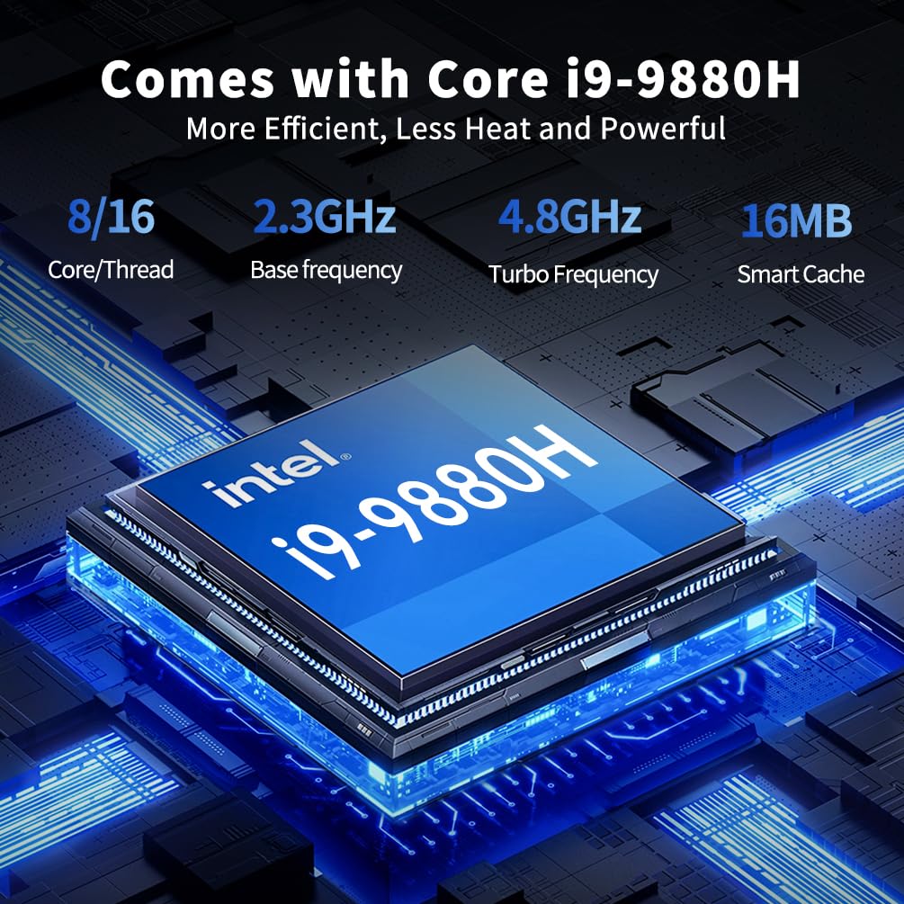 msecore Mini PC with Core i9-9880H, 64GB RAM, 2T SSD Desktop Computer, 4K@60Hz, 2*HDMI, 1*DP, Triple Display, Dual LAN, VESA, Optical, Wi-Fi 6E, Bluetooth 5.3, Windows 11 Pro