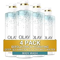 Exfoliating & Hydrating Body Wash With Deep Sea Minerals Coconut Water and Vitamin B3 20 fl oz (Pack of 4)