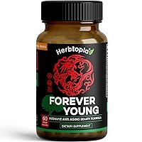 Forever Young Longevity Supplement for Immunity, Anti Gray Hair, Telomere Lengthening & Happy Mood w/Ginseng, Astragalus, Lions Mane, Reishi Mushroom, Codonopsis | Organic - 60 Caps