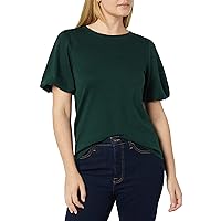 Amazon Aware Women's Organic Cotton Jersey Puff Sleeve Crewneck Top (Available in Plus Size)