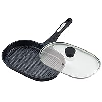 アーネスト(Arnest) Ernest A-76159 Grill Pan with Lid Included, Induction Compatible (Smoke Resistance, Excess Oil Can Be Cut, Defrosting, Easy Care), Belfina Brand Used by Major Restaurants