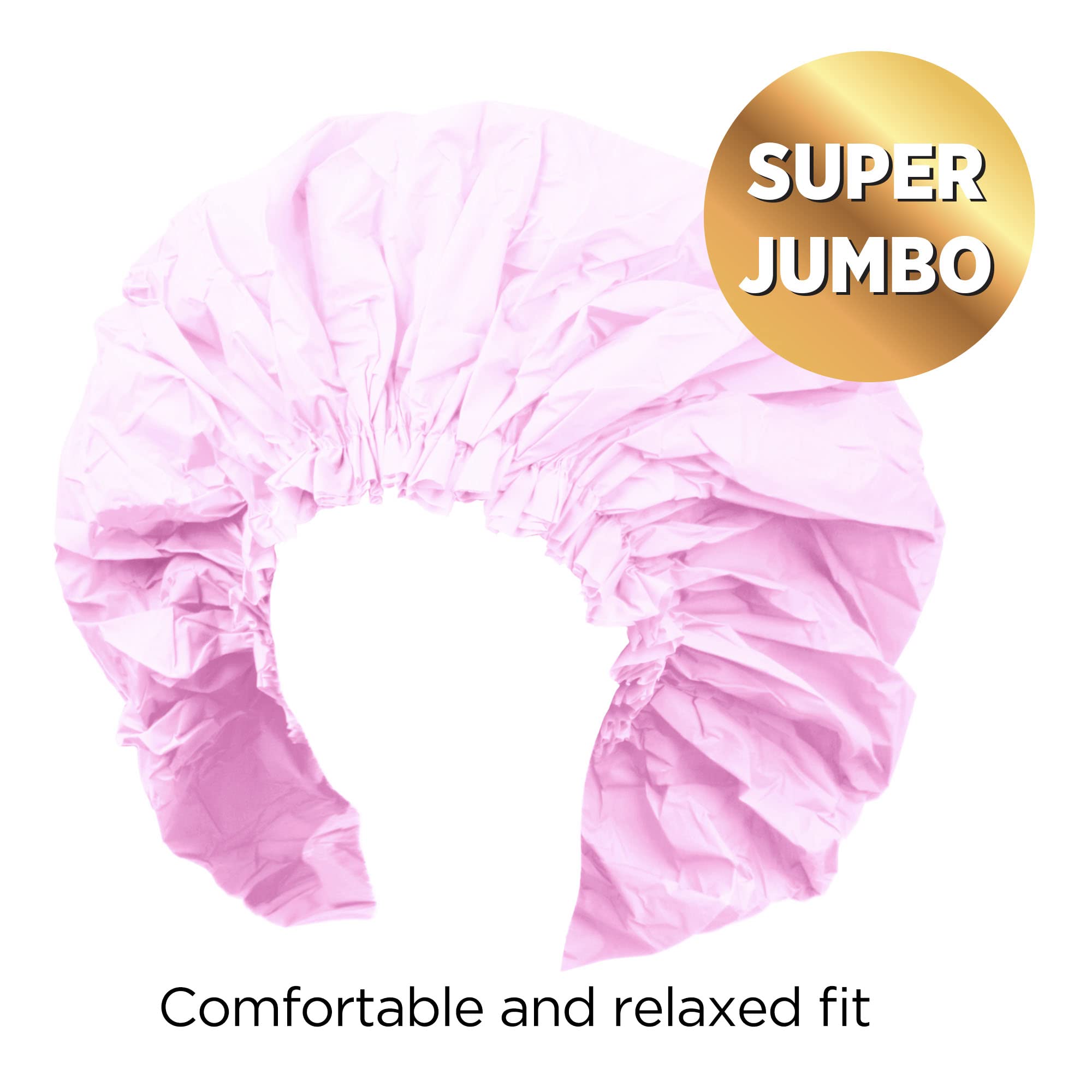 Donna Super Jumbo Shower Cap Waterproof Material 1pc for Women or Men Shower Cap for Roller Sets, Afros, Twist, Silk Wraps and More Reusable (PINK COLOR)