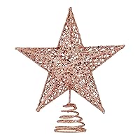 Christmas Tree Topper Star,Glittering Christmas Tree Decoration Ornaments,20cm (Rose Gold)