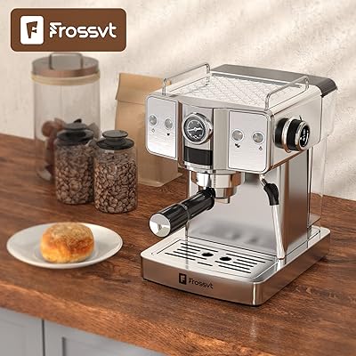 Frossvt Espresso Machine, 20 Bar Espresso Maker with Milk Frother Steam  Wand for Latte and Cappuccino, Stainless Steel Coffee machines with  1.8L/60oz