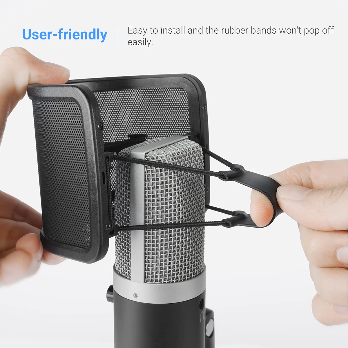 FIFINE USB Podcast Condenser Microphone with Pop Filter for Recording On Laptop PC Computer (K669+U1)