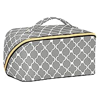 Grey Cosmetic Bag for Women Travel Makeup Bag with Portable Handle Multi-functional Toiletry Bag Waterproof Organizer Case for Makeup Beginners Women Journey