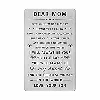 SOUSYOKYO Mom Mothers Day Gifts from Son, Thank You Mom Wallet Card from Son, Personalized Mom Wedding Gift from Son, Unique Mom Birthday Present