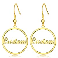 Custom4U Dangle Name Earrings Personalized Custom Nameplate Drop Earrings Gold/Stainless Steel/925 Sterling Silver Customized Memory Jewelry Gifts for Women Girls (Gift Box)