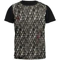 Old Glory Halloween Battle Damage Steel Scale Armor Costume All Over Mens Black Back T Shirt Multi 2XL