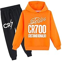 Kids Casual Long Sleeve Pullover Hoodie and Jogger Pants Set,Cristiano Ronaldo Baggy Sweatshirts Suit for Boys