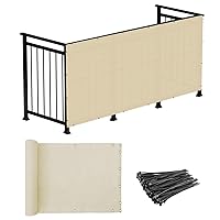 3'x50' Deck Balcony Privacy Screen for Deck Pool Fence Railings Apartment Balcony Privacy Screen for Patio Yard Porch Chain Link Fence Condo with Zip Ties Beige