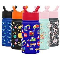 Simple Modern Kids Water Bottle with Straw Lid | Insulated Stainless Steel Reusable Tumbler for Toddlers, Boys | Summit Collection | 14oz, Under Construction