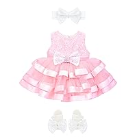 Lilax Baby Girls Floral Lace Dress, Layered Tulle Tutu Gown Set