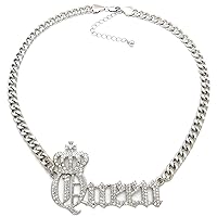 Crown Queen Necklace with Crystal Rhinestones, or Earrings