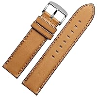 for Huawei Watch GT Watch Strap Genuine Leather watchband for Hamilton Wristband 20mm 22mm with Quick Release pins (Color : Khaki Silver Clasp, Size : 20mm)