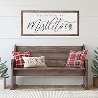 DOLUDO Poster And Prints Meet Me Under the Mistletoe Canvas Painting Rustic Christmas Sign Wall Art For Farmhouse Living Room Bedroom Decor Unframed