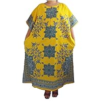 Plus Size Loose Maxi Dress Paisley Short Sleeve Cotton Casual House Wear, Bust 54