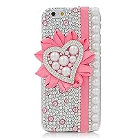 STENES iPhone 5C Case - Stylish - 100+ Bling Crystal - 3D Bling Handmade Pearl Sweet Heart Design Cover for iPhone 5C - Pink