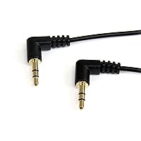 StarTech.com 3 ft Slim 3.5mm Right Angle Stereo Audio Cable - M/M (MU3MMS2RA), Black
