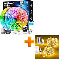 DAYBETTER 100Ft 300LED Fairy Lights Plug in, Waterproof USB String Lights Outdoor, 8 Modes with Remote, Copper Wire Twinkle Lights for Bedroom Patio Christmas Decorations (Warm White)（2-Pack 50FT