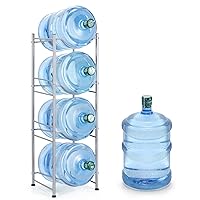 smusei 5 Gallon Water Jug Holder Water Bottle Storage Rack, 4 Tier Water Cooler Jug Holder Rack Detachable Water Dispenser Stand for Home Kitchen Office, Silver