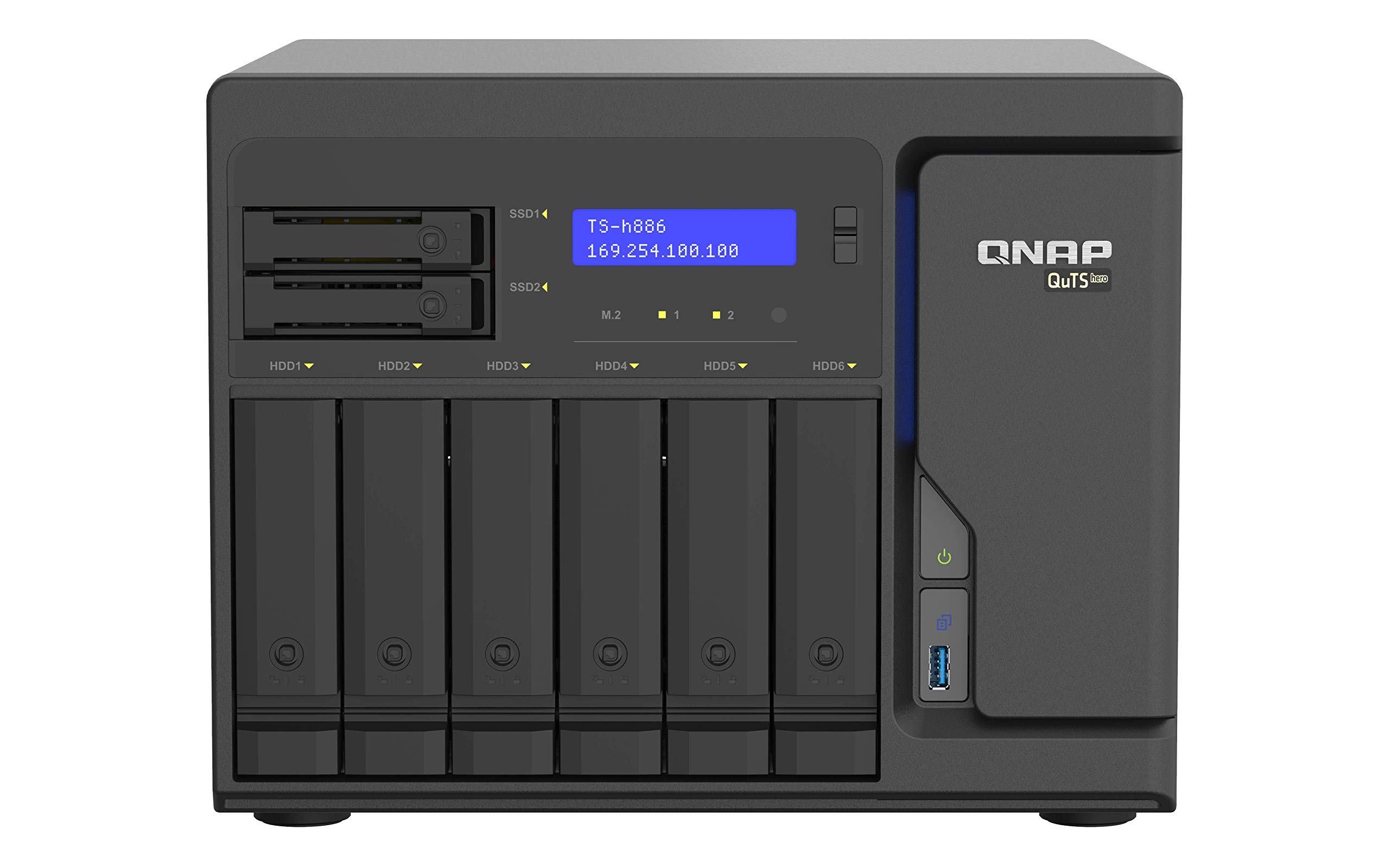 QNAP TS-h886-D1602-8G-US 8 Bay Enterprise NAS with Intel® Xeon® D Desktop QuTS Hero NAS with Four 2.5GbE Ports, Designed for Real-time SnapSync Data Backup and Virtual Machine Applications