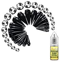 BodyJ4You 37PC Big Gauges Piercing Kit | Bump Aftercare Treatment | Ear Lobe Stretching Set | Single Flare Tunnel Plugs Expander Tapers | 00G-25mm | Acrylic Steel Body Jewelry