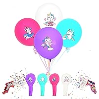Colorful Balloons 80 PCS, Assorted Color 12 Inches Unicorn Print Latex Balloons with Bonus Confetti, 4 Bright Colors Party Balloons for Birthday, Wedding, Baby Shower, Decoration (Unicorn-80)