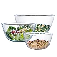 Glass Mixing Bowl With Lids Set Of 4 1 1.5 2.5 3.7qt Large Salad