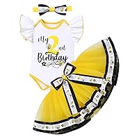 IMEKIS Baby Girls Bee Half 1st 2nd 3rd Birthday Outfit Romper Top + Tutu Skirt + Headband Cake Smash Photo Shoot Clothes Set