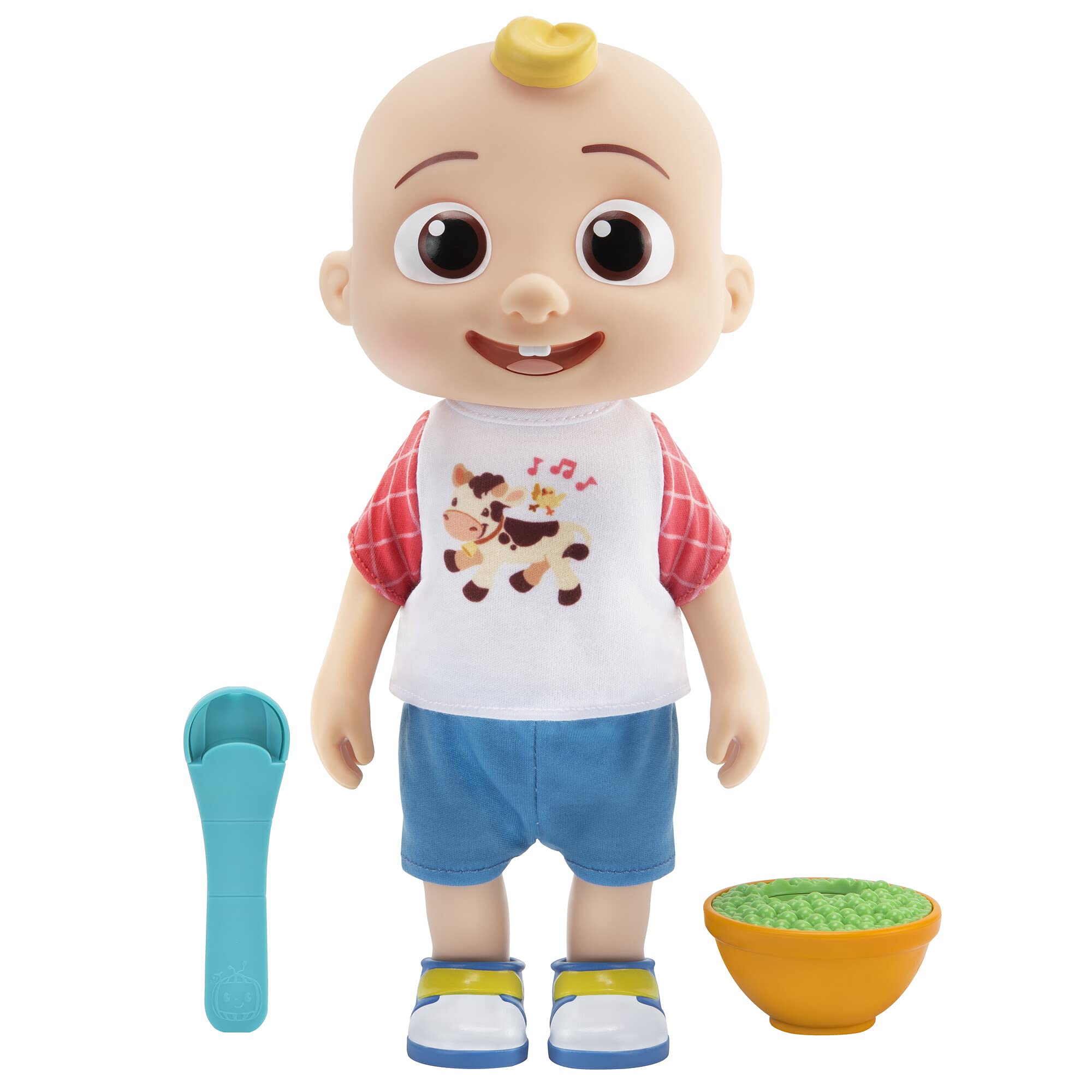 CoComelon Deluxe Interactive JJ Doll - Includes JJ, Shirt, Shorts, Pair of Shoes, Bowl of Peas, Spoon- Toys for Preschoolers - Amazon Exclusive