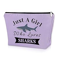 Shark Gifts for Shark Lovers Purple Makeup Bag Shark Themed Gifts for Girls Daughter Niece Cosmetic Bag Animal Lover Gifts for Adults Sharks Week Gift Graduation Christmas Gifts Travel Pouch