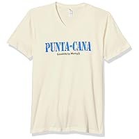 Men's Printed Punta Cana Graphic Premium Short Sleeve V-Neck T-Shirt, Natural, X-Small