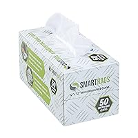 Arkwright Smart Rags in Box - Lint Free Cloths, Reusable Microfiber Rags for Cleaning, Dusting at Home, Office, Auto Shops, 12 x 12 in, (Pack of 50), White