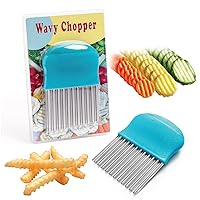 Cooking with Kids - Wavy Chopper - Stainless Steel, Crinkle Cutter - Make Homemade French Fries, Waffle Fries, Fancy Vegetables - Potatoes, Cucumbers, Carrots! Beginner's First Knife