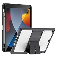 Soke Case for iPad 9th Gen 2021/ iPad 8th Gen 2020/ iPad 7th Gen 2019 with Pencil Holder, Translucent Frosted Back Cover with Multi-Viewing Angles, Silm Protective Case for iPad 10.2 Inch,Black